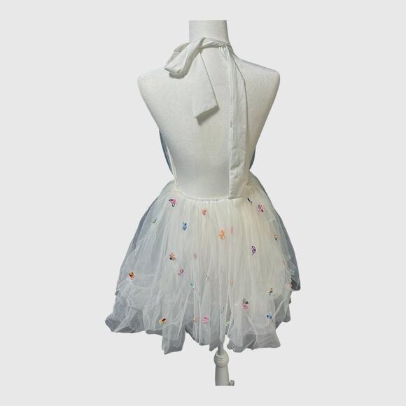 Women's white tulle bejeweled dress - Picture 4 of 4